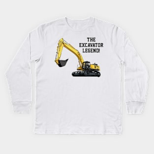 Funny Excavator Legend Heavy Equipment Operator Gift Kids Long Sleeve T-Shirt